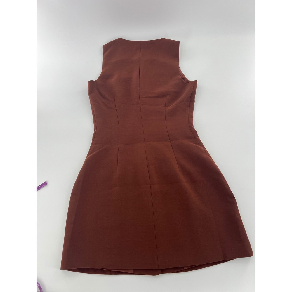 Sincerely Jules Womens Rust Brown Button Front Sleeveless Mini Dress Office chic - Picture 6 of 7